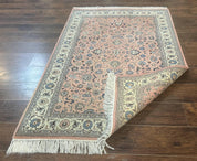 Pak Persian Rug 4x6, Pink and Cream, Very Fine 225 KPSI, Handmade Wool Oriental Carpet