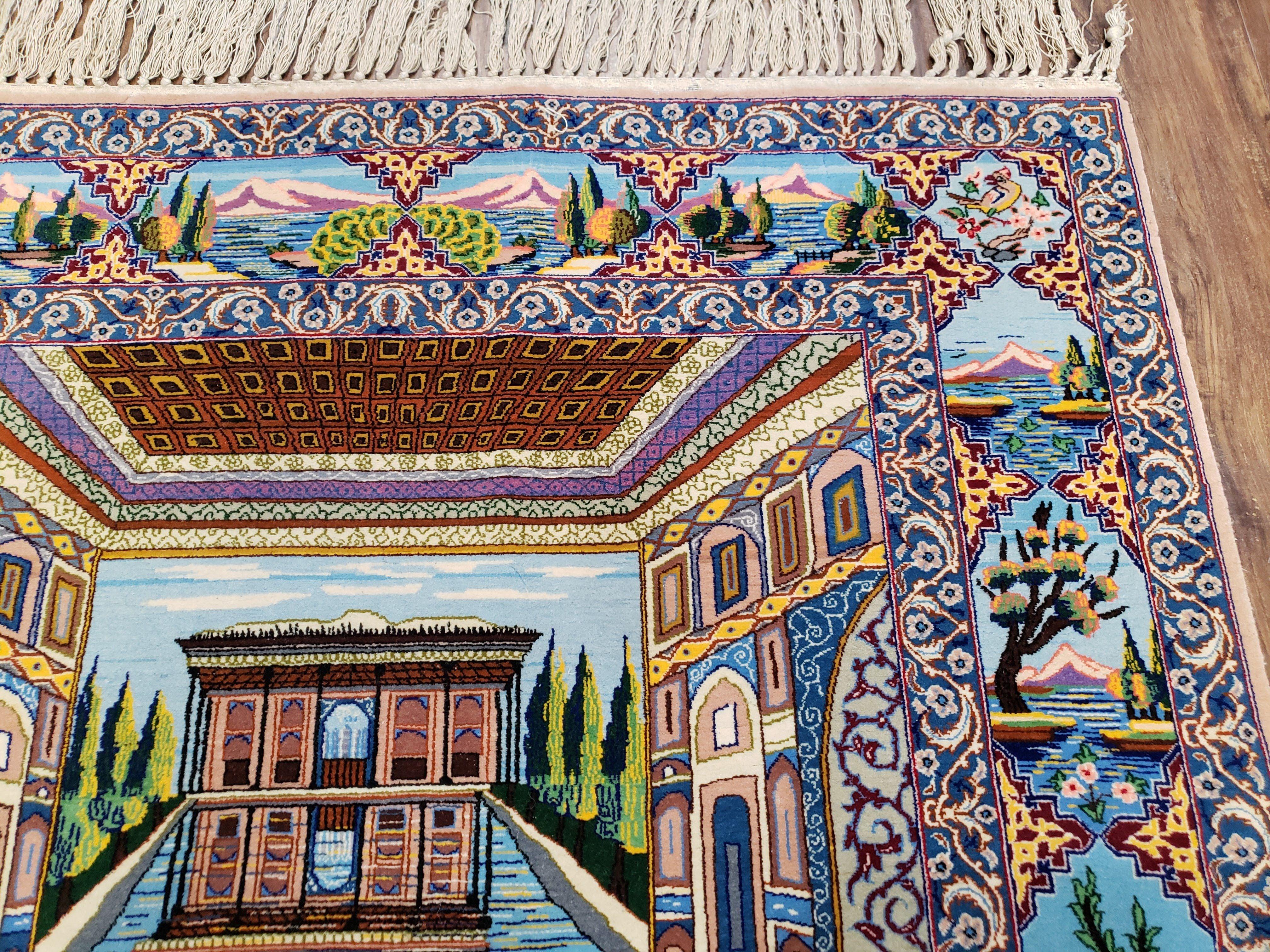 Persian Isfahan Pictorial Rug 3x5 – Kork Wool on Silk