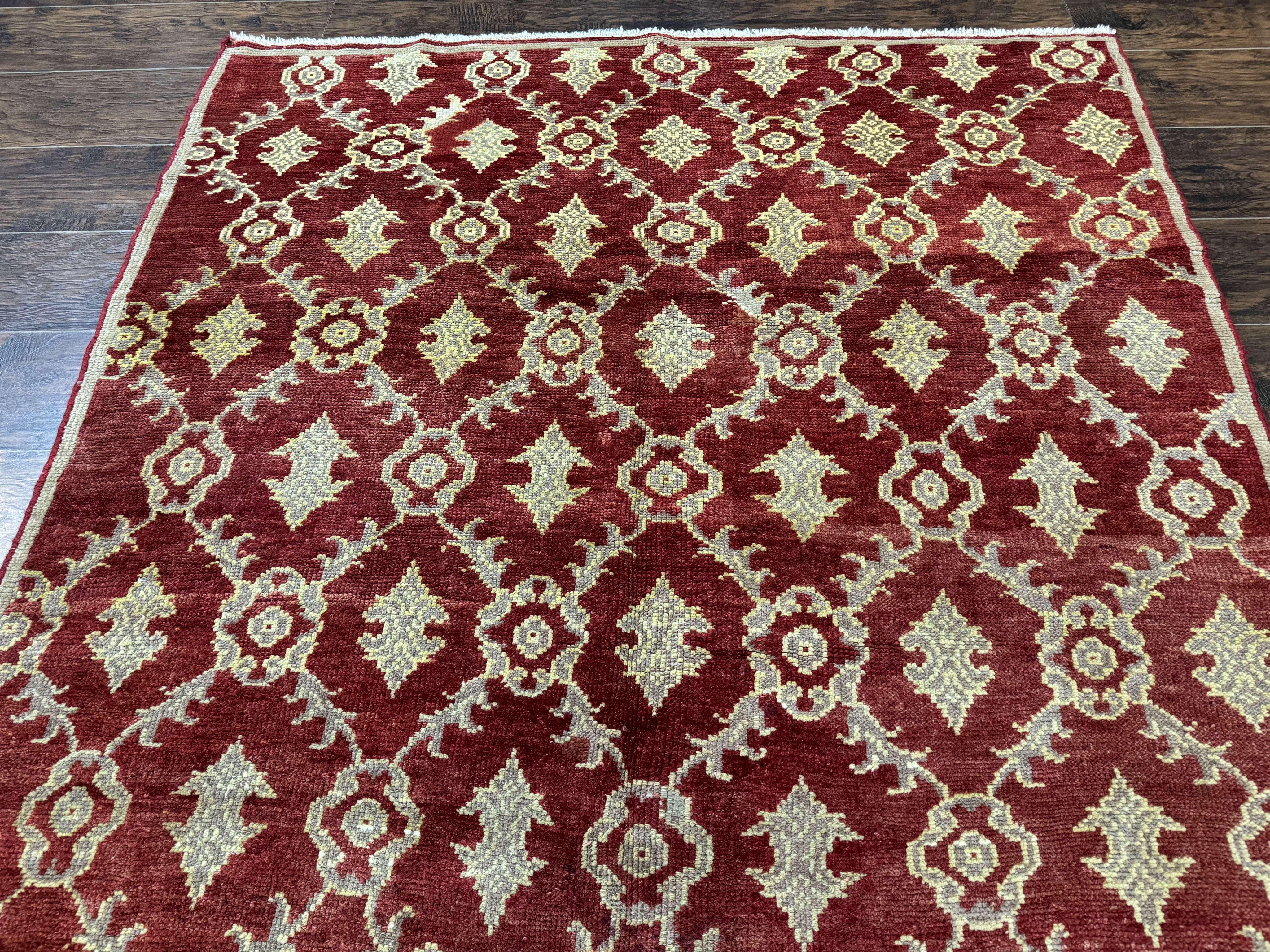 Modern Turkish Oushak Rug 5x8, Brick Red