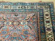 3' 8" X 11' Antique Handmade Turkish Wool Rug Veg Dye Runner Nice Rusted Red