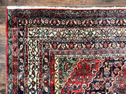 Antique Persian Hamadan Tribal Rug 8x10, Red and Ivory, Medallion Rug, Wool Handmade Carpet