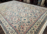 Palace Size Wool Rug 10x18, Sino Persian Kerman Rug, Oversized Hand Knotted Carpet, Light Taupe, Allover Pattern