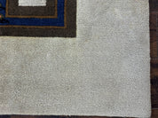 South American Rug 6x7, Unique Native American Design, Ivory, Ecuador Rug, Handmade Wool