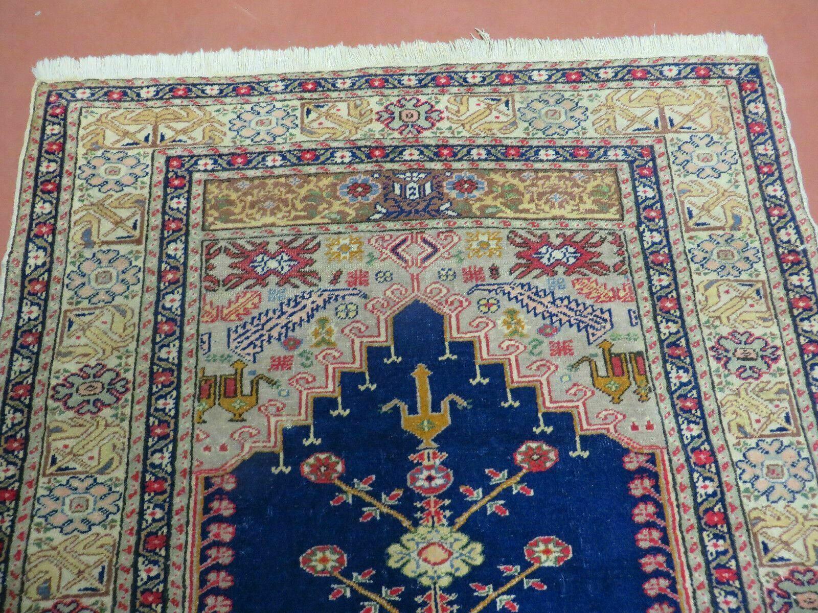 3' X 4' Semi Antique Handmade Turkish Prayer Kaisery Wool Rug Nice
