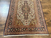 Persian Qum Rug 3.6 x 5, Kork Wool, Very Finely Hand Knotted 325 KPSI, Rare, Semi Antique