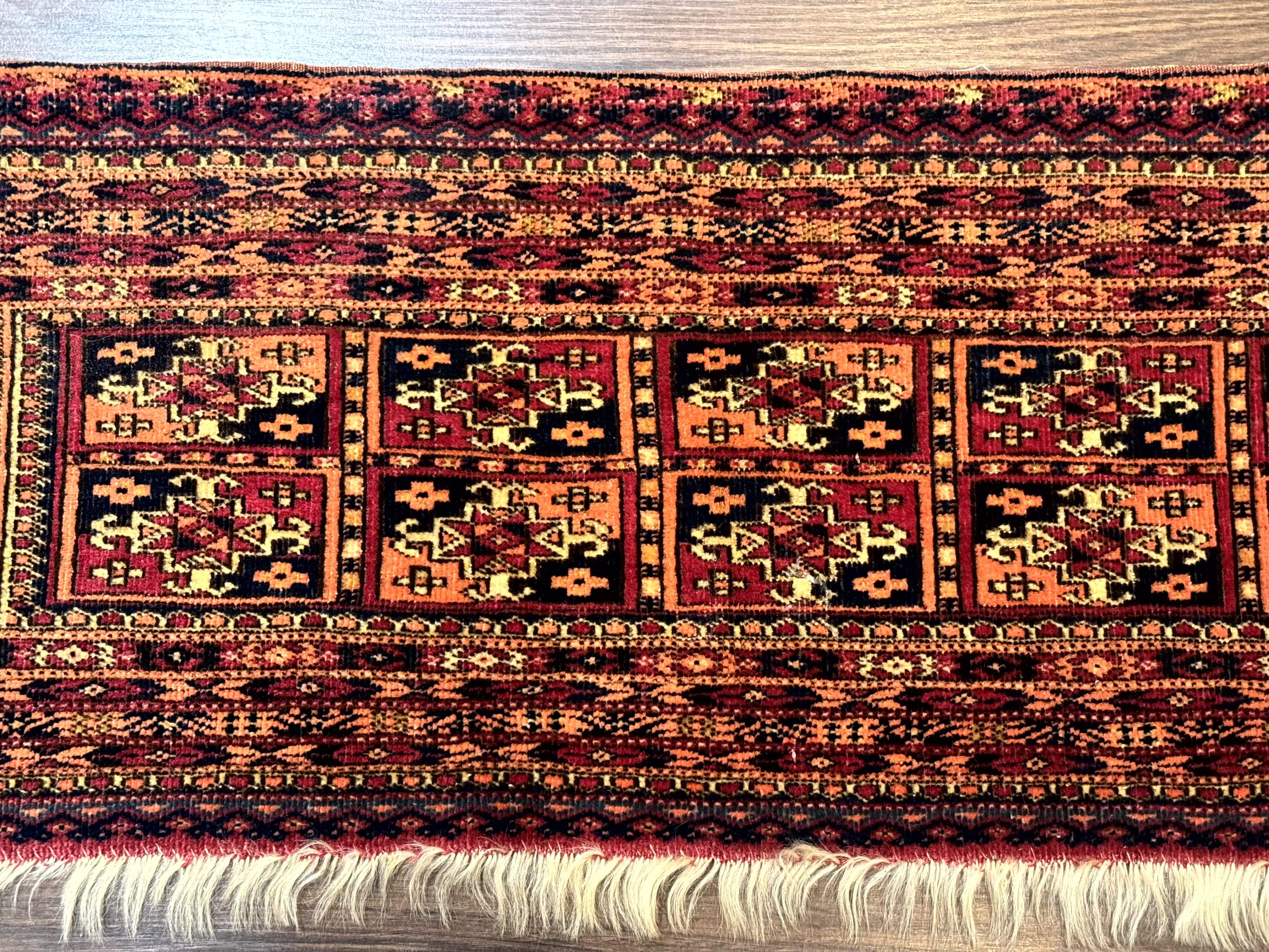 Antique Persian Turkoman Mafresh Rug 1x4, Wool, Tribal Collectible