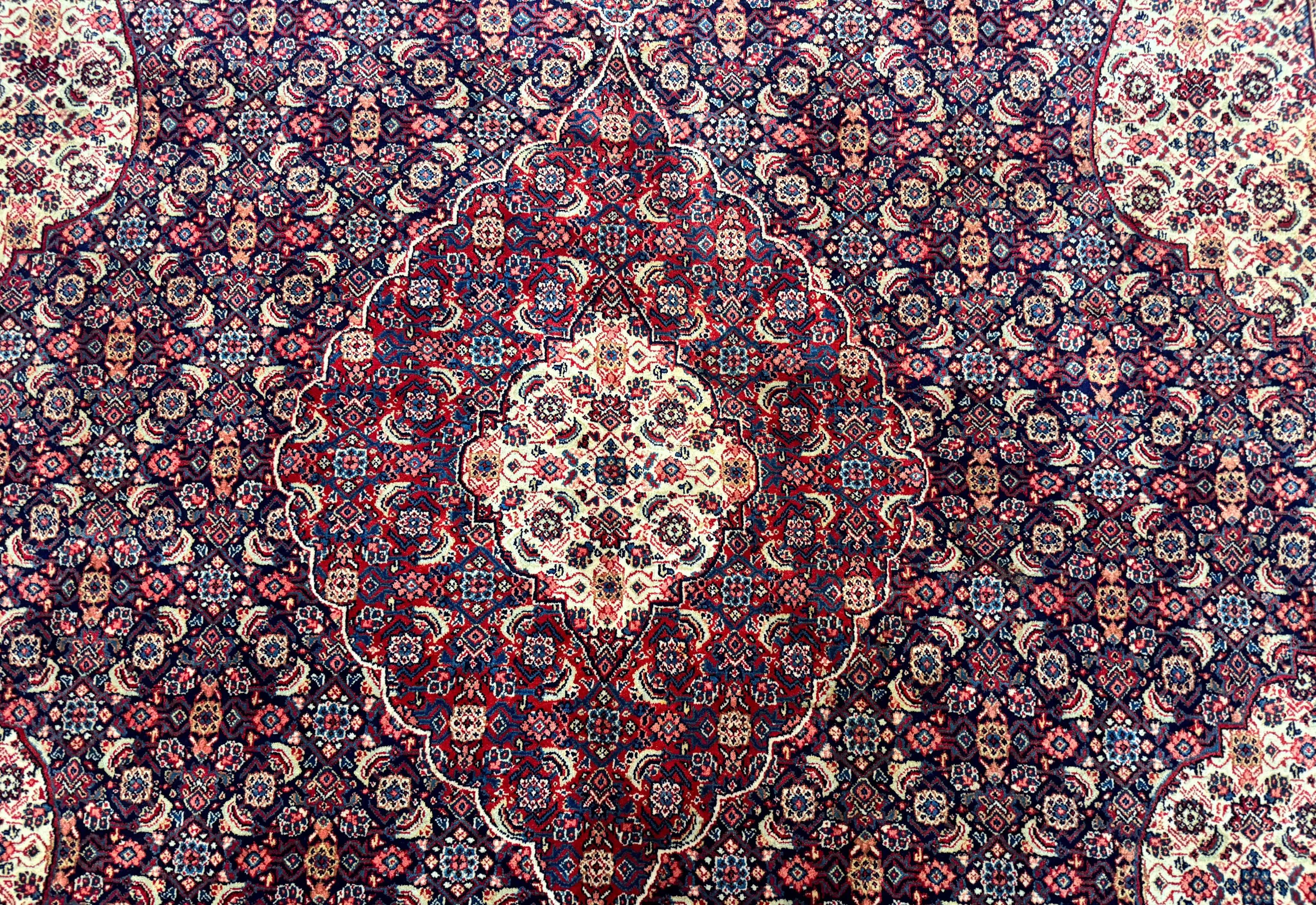 Persian Tabriz Rug 11x14 Navy Blue Herati Wool Carpet