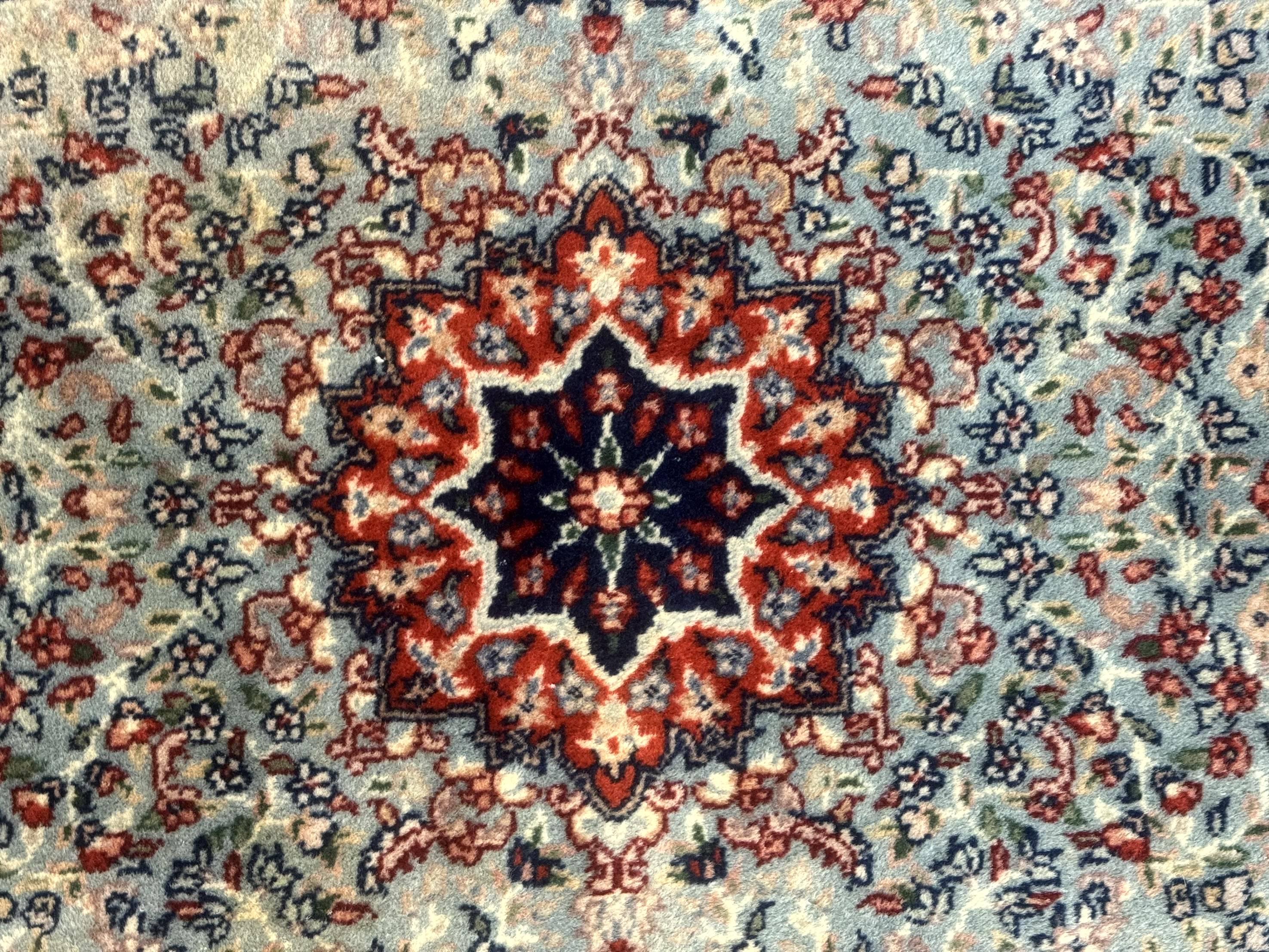 Indo Persian Kerman Rug 3x5, Light Blue, Floral Medallion