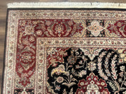 Sino Persian Rug 9x12, Black & Maroon, Wool and Silk, Allover Pattern