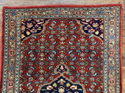 Persian Bidjar Rug 2.7 x 4, Red and Navy Blue, Small Persian Area Rug, Semi Antique