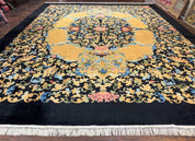 Antique Chinese Peking Rug 12.6 x 14.9, Palace Size Asian Oriental Carpet, Art Deco Rug, Rare