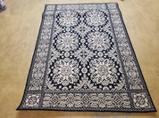 4x6 Power-Loomed Rug Dark Navy Blue & Ivory Oriental Carpet Nice
