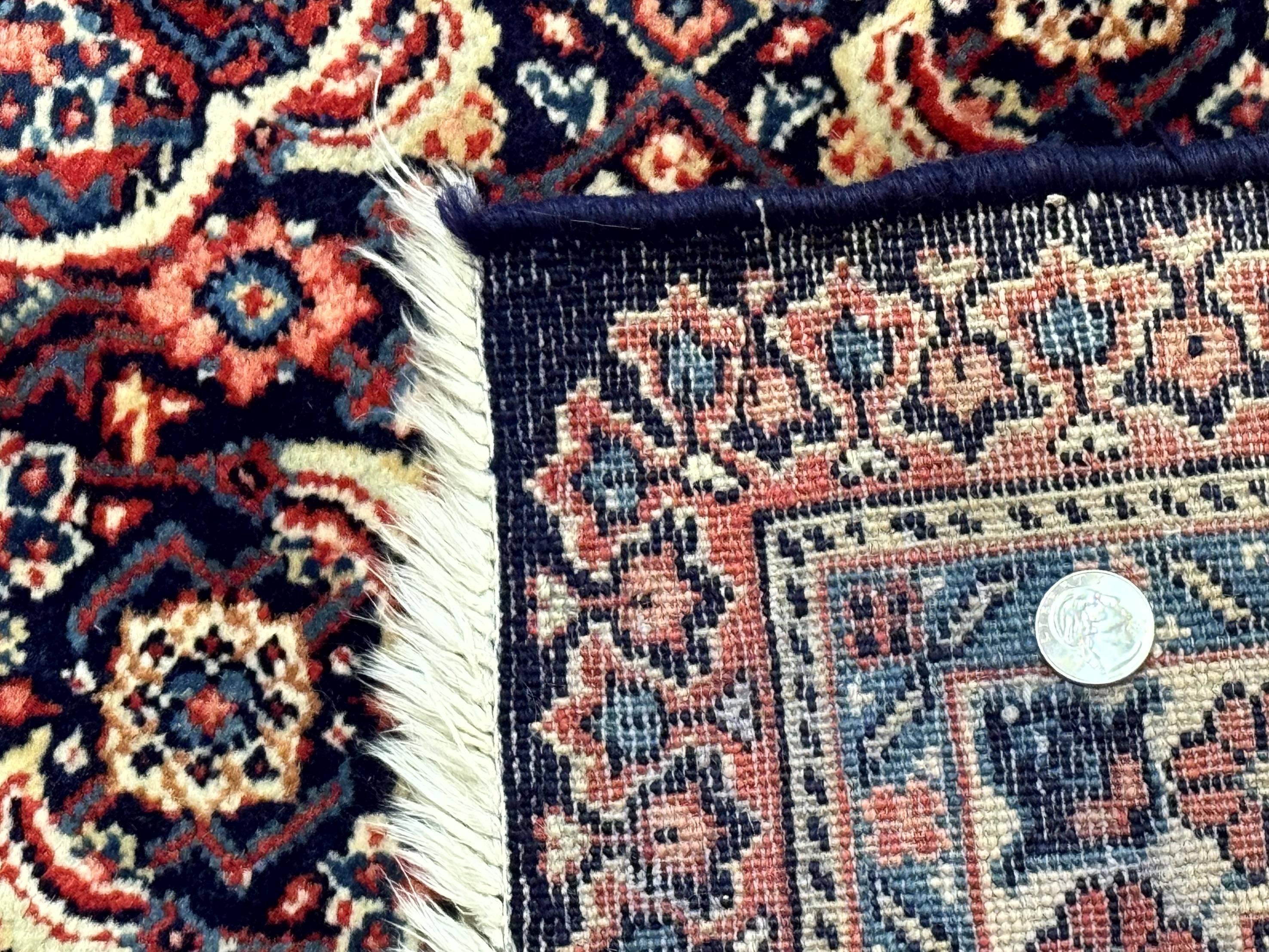 Persian Tabriz Rug 11x14 Navy Blue Herati Wool Carpet