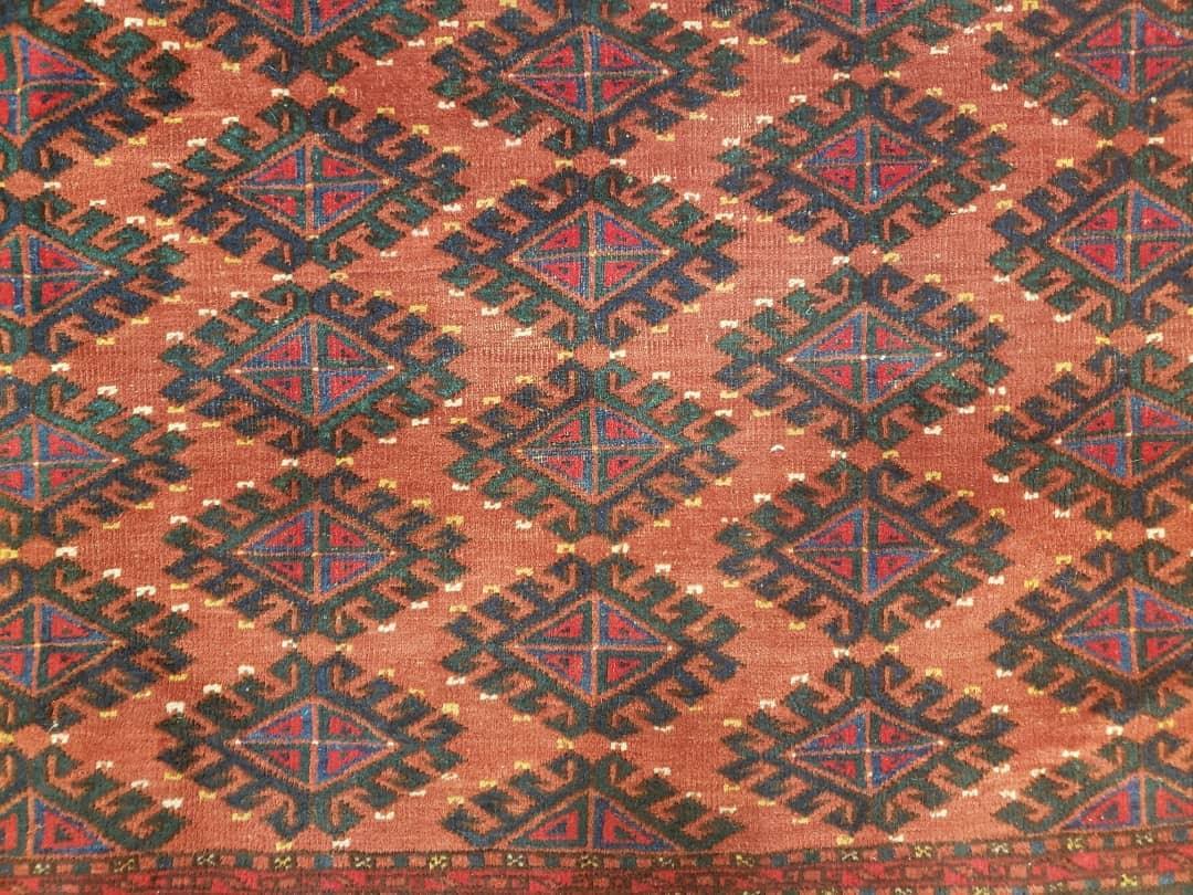 Antique Turkoman Rug 3'4" x 5', Collecticble Yamud Oriental Rug, Seat Pillow Cushion Cover, Tribal Mat, Wool Red Hand-Knotted Mafresh Carpet