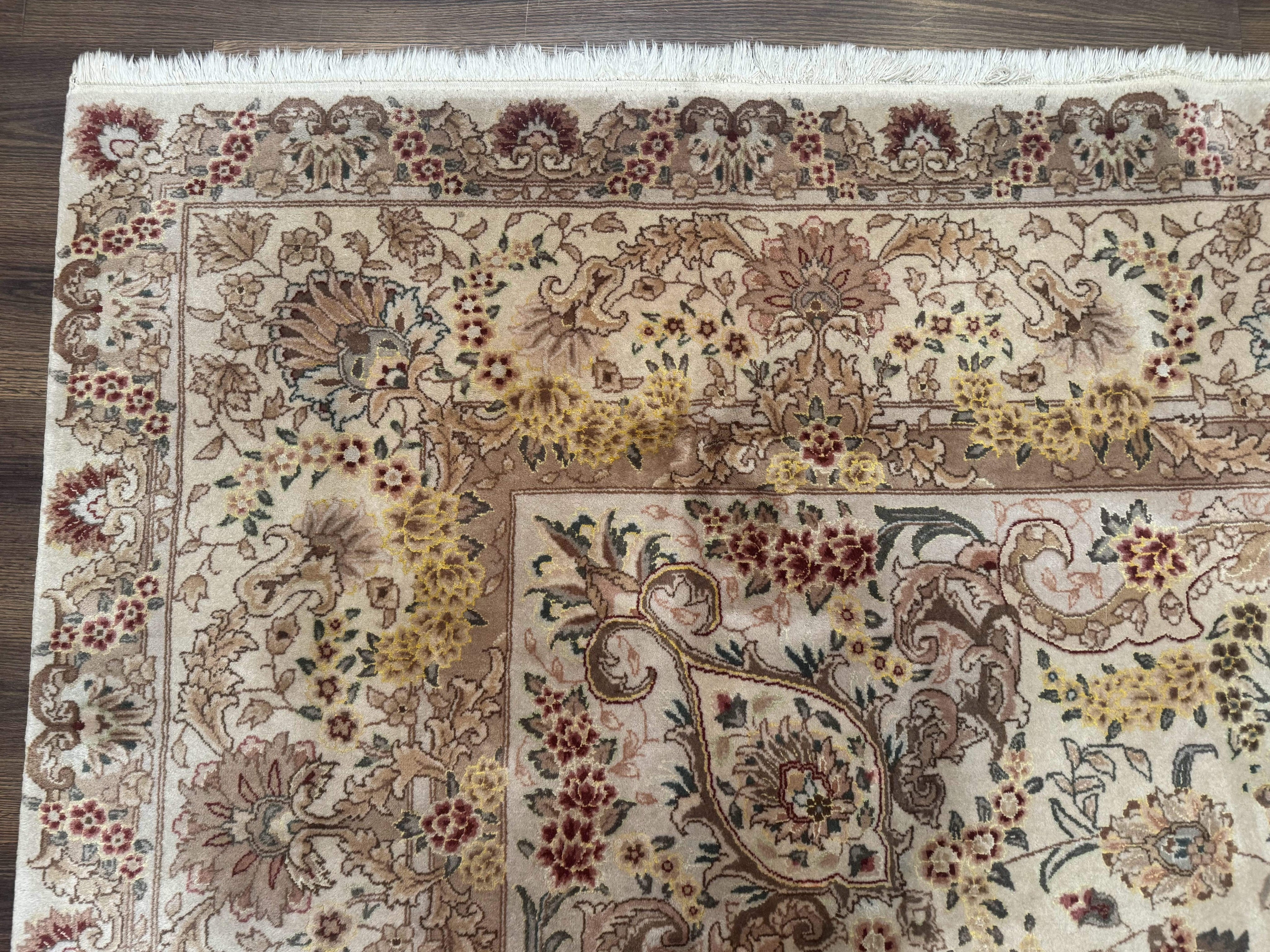 Sino Persian Rug 8x12, Wool & Silk, Traditional Elegant Carpet, Fine 200 KPSI