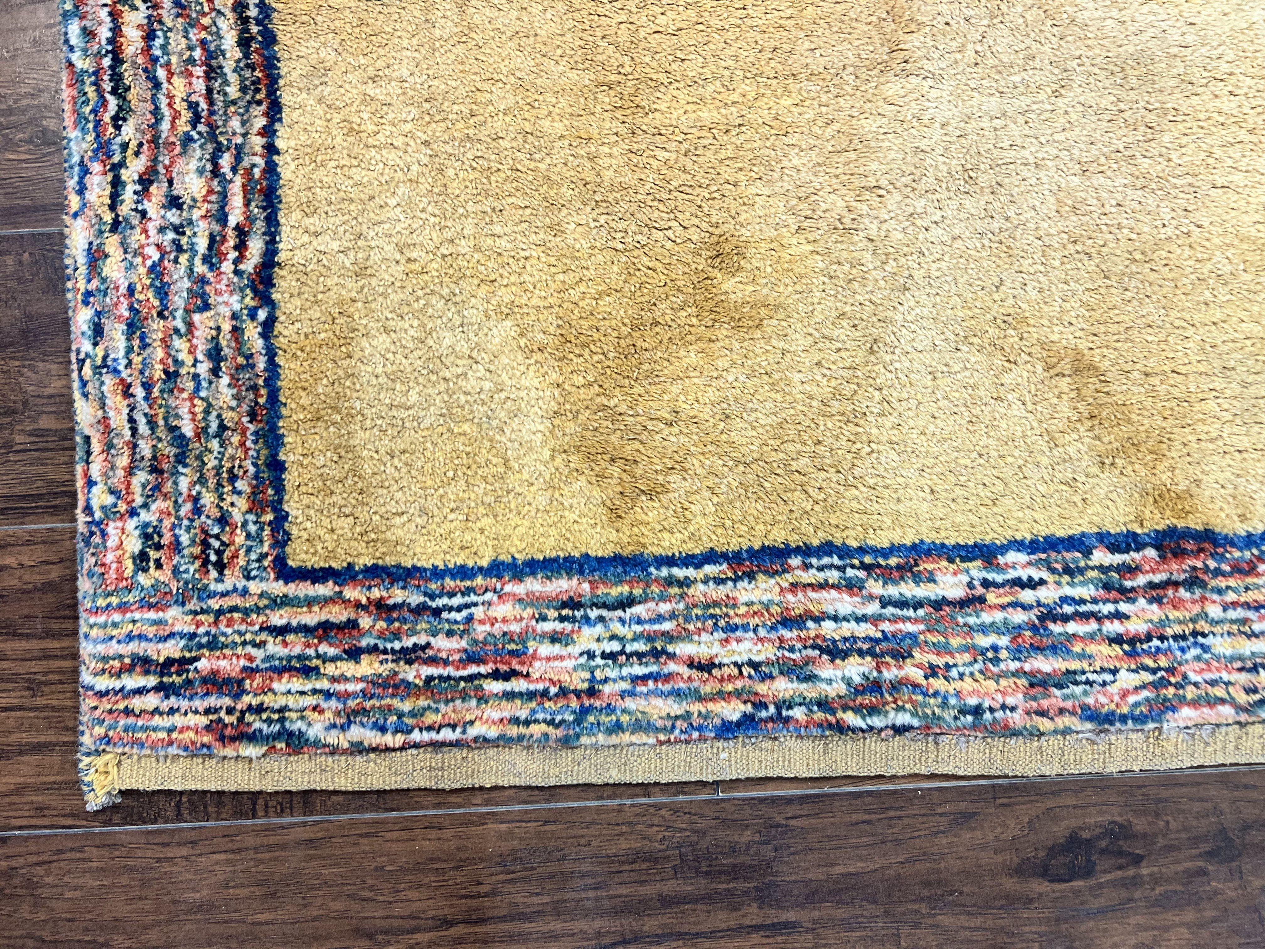 Indo Gabbeh Rug 3.7 x 5, Tribal Rug, Boho Rug, Wool Handmade Carpet