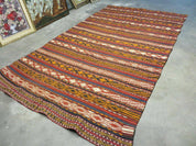 6' X 10' Antique 1930 Turkish Jajim Kilim Handmade Flat Weave Wool Rug Veg Dye