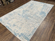 Modern Tibetan Rug 5x8 ft Light Blue and Gray Carpet, Contemporary Wool Rug, Handmade Nepali Rug, Raised Pattern, Tibet Area Rug, Nepal Rug