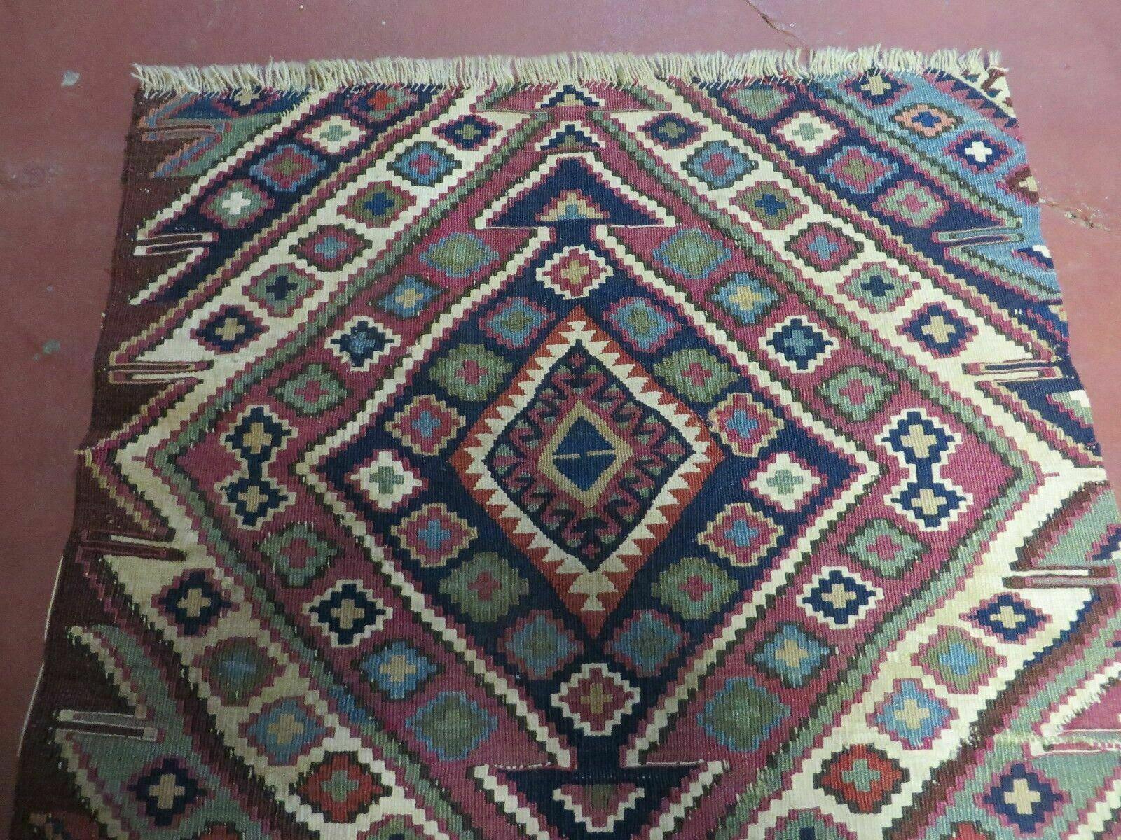 2' 1" X 4' 4" Antique Handmade Bagface Kilim Shirvan Caucasian Wool Rug Nice