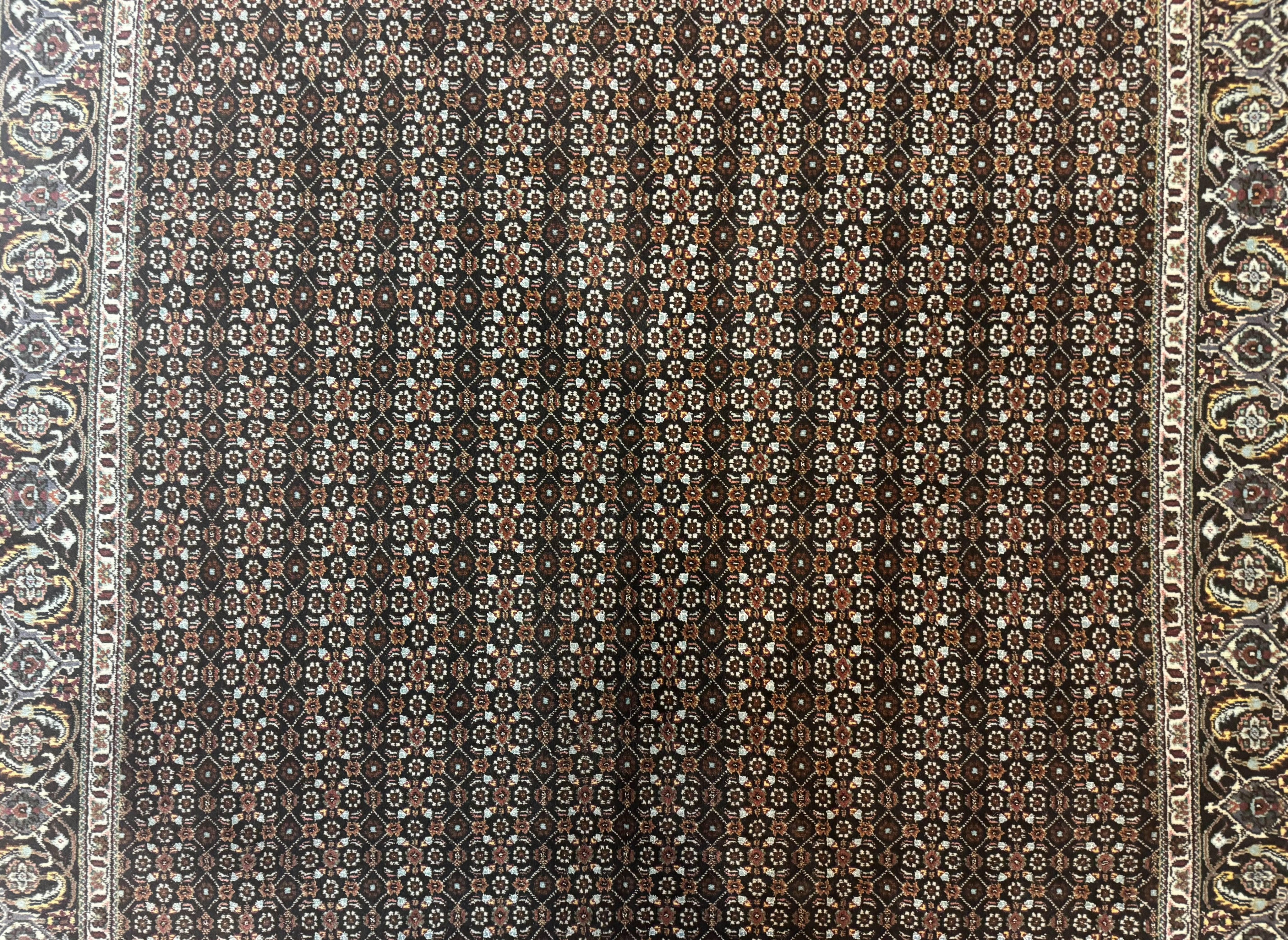 Persian Tabriz Rug 5x7, Black, Allover Pattern