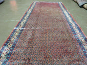 Antique Persian Seraband Runner 3.7 x 11 - Red, Wool, Mir Pattern