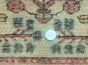 Small Antique Persian Rug 2x3, Beige and Red, Floral, Wool, Hamadan Rug