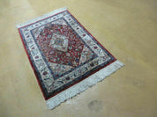 2' X 3' Handmade Chinese Floral Oriental Silk Rug Carpet Nice Red