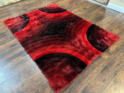 Red and Black Shag Rug 5x7, Pair A