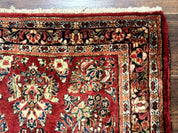 Red Persian Sarouk Rug 3 x 5.8, Antique Wool Carpet, 210 KPSI