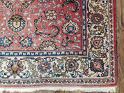 Semi Antique Persian Kashan, Red & Cream, Hand-Knotted, Wool, 4' 8" x 6' 6", Pair A