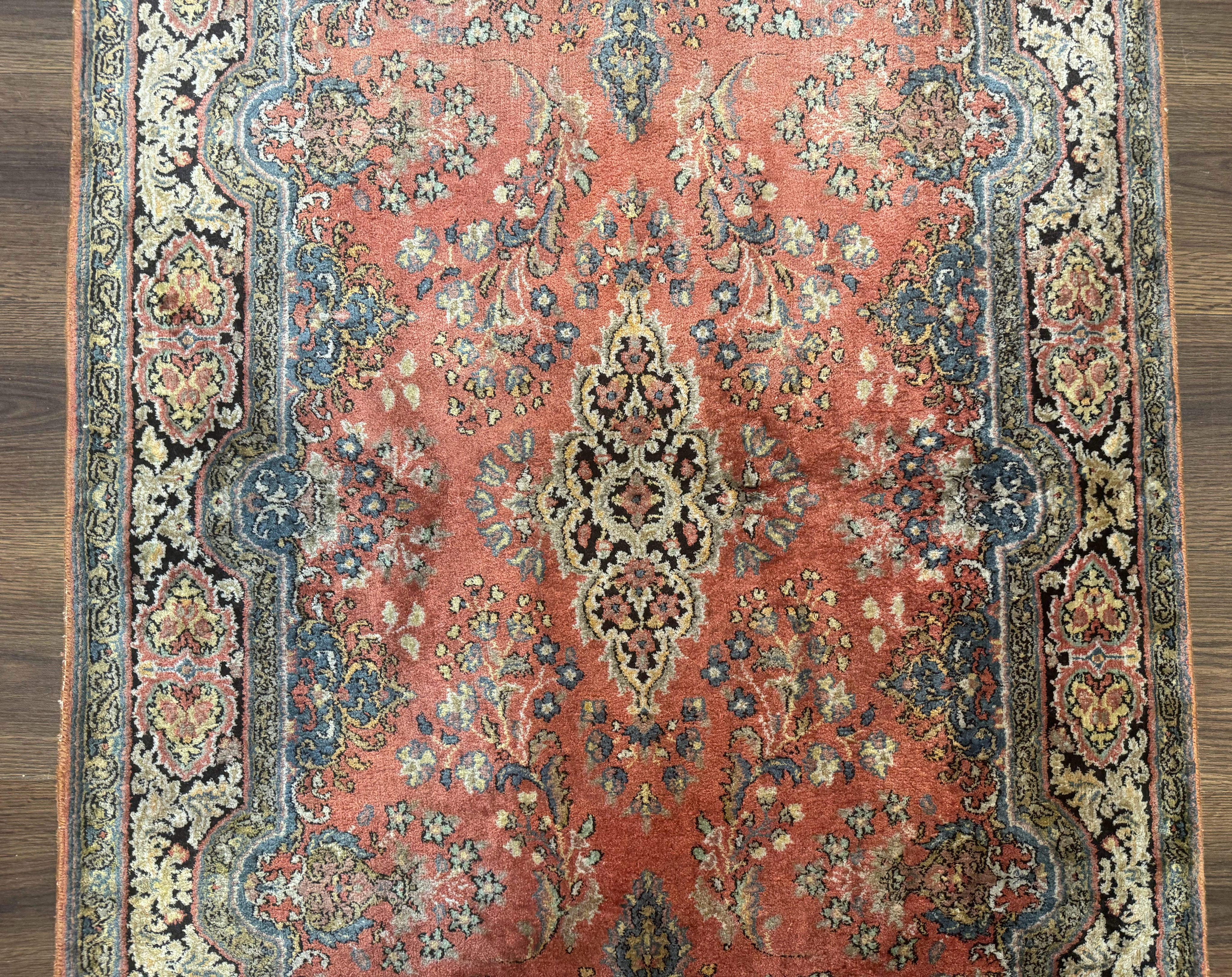 Indian Kashmiri Silk Rug 3x5, Fine 260 KPSI, Hand Knotted