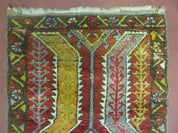 Small Turkish Yastik Rug 1.9 x 2.10, Antique Handmade Oushak Carpet