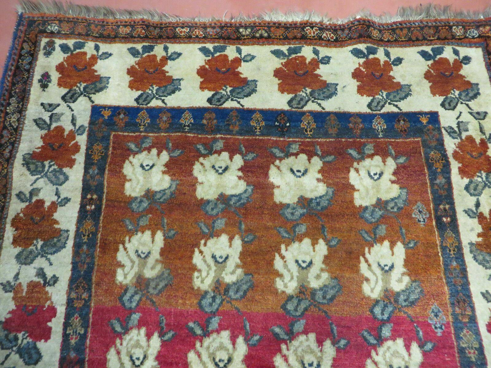 4' X 5' Semi Antique Handmade Fine Turkish Flowers Bouquet Wool Rug Nice