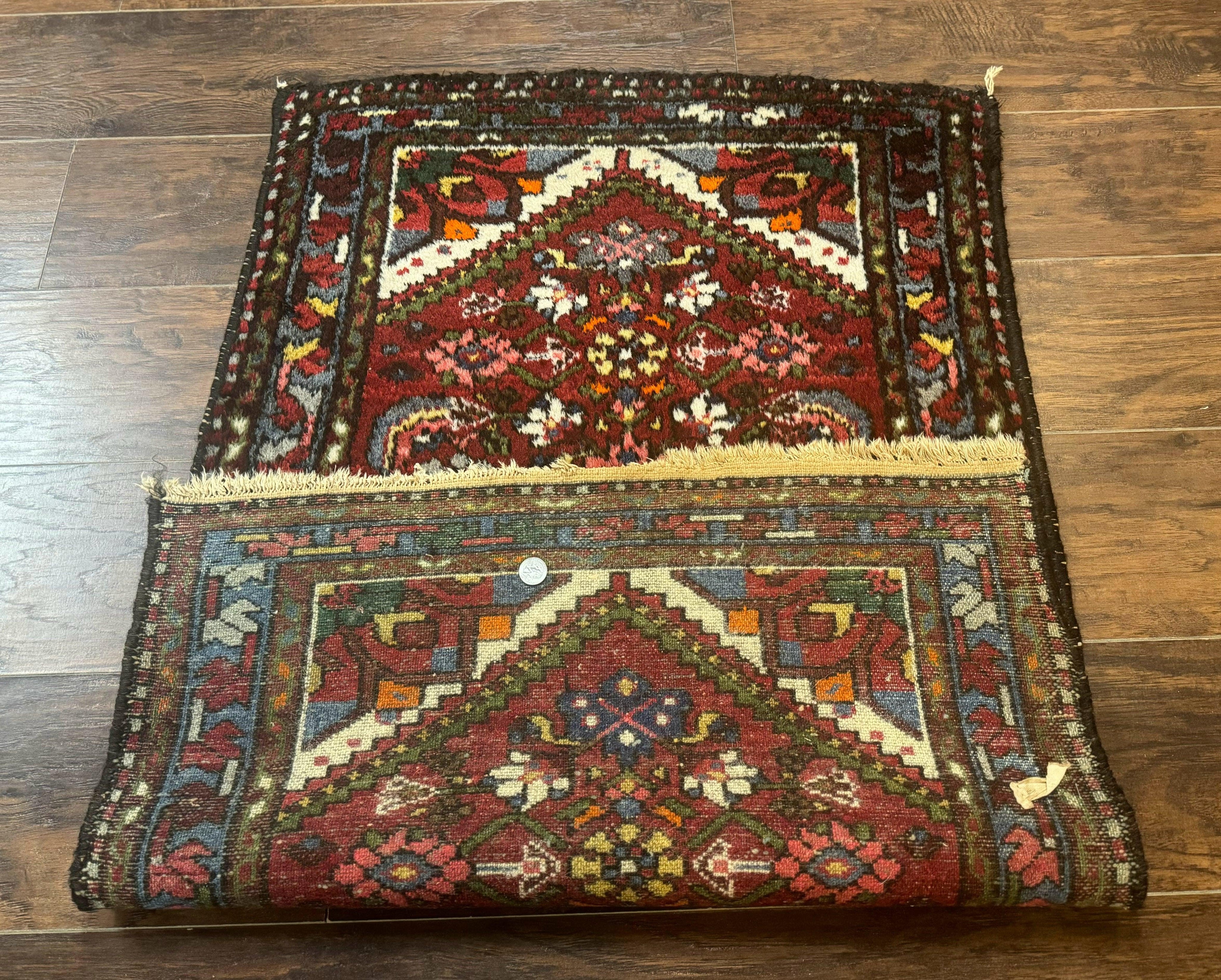 Small Red Persian Tribal Rug 2.6 x 4, Wool Rug, Persian Hamadan Rug