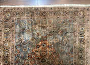 Silk Turkish Kayseri Rug 5x7, Light Blue