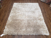 Ivory Shag Rug 6x7, Flokati Carpet, Shaggy Soft Plush Pile Area Rug, Modern Contemporary