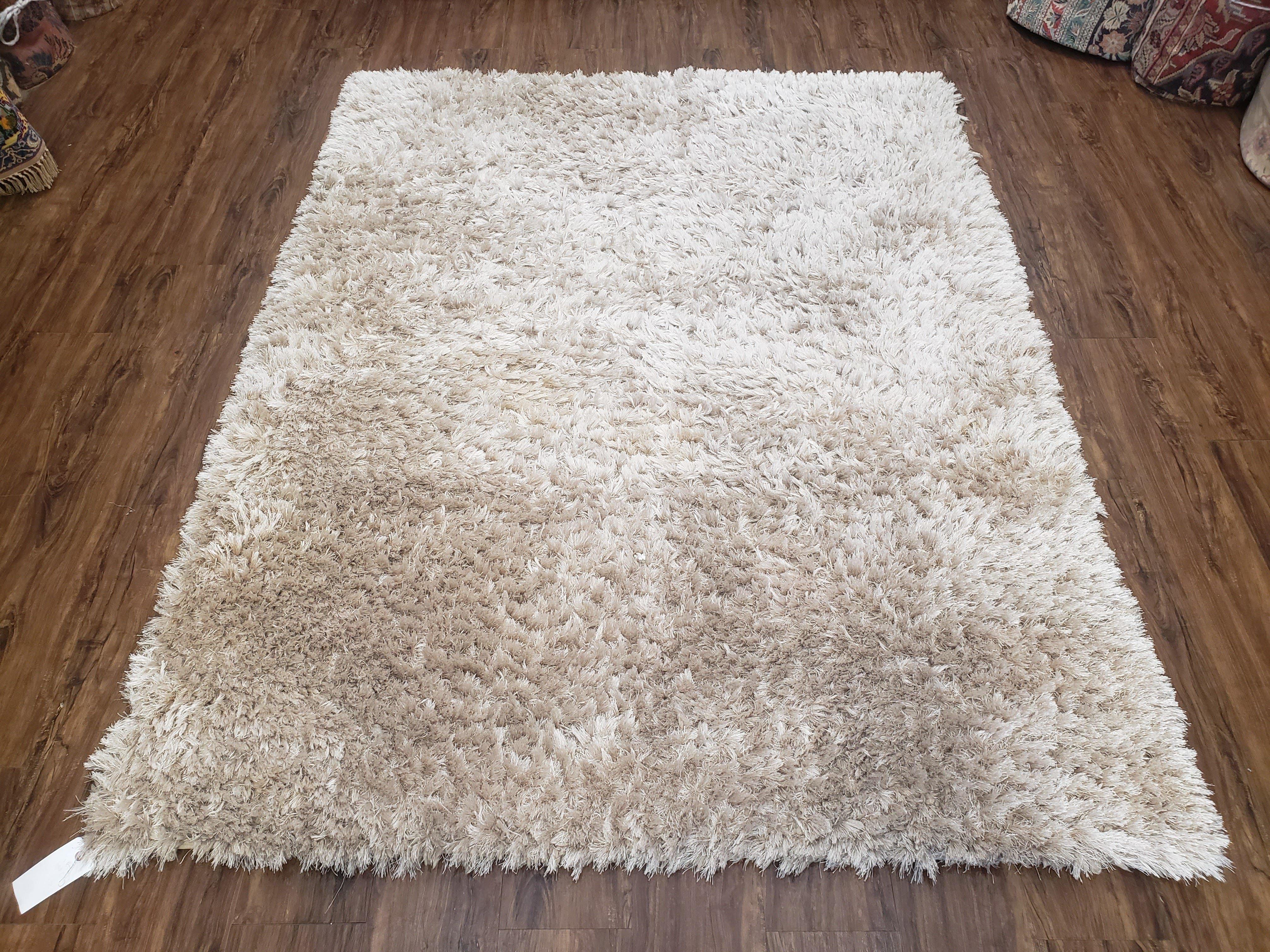 Ivory Shag Rug 6x7, Flokati Carpet, Shaggy Soft Plush Pile Area Rug, Modern Contemporary