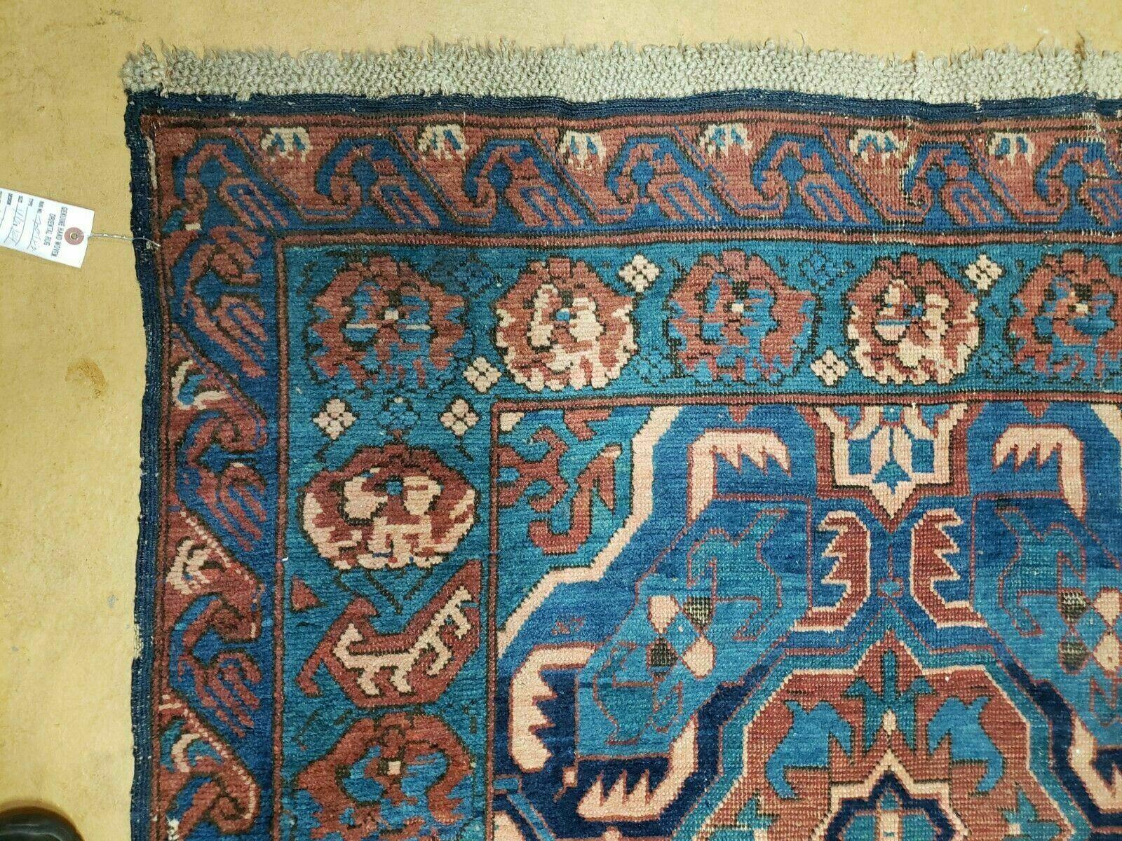 3'10" X 10' Antique Caucasian Seychor Rug Hand Made Wool Carpet Organic Dye Nice