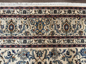 Persian Kashan Rug 10x14, Bone - Beige and Blue, Allover Pattern, Traditional Persian Carpet, Fine 260 KPSI