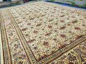 12' X 18' One-of-a-Kind Indian Agra Hand-Knotted Wool Rug Handmade Organic Dyes