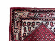 4 X 6.5 Antique Handmade Wool Rug Paisley Boteh Design Tribal Rug Red Ivory