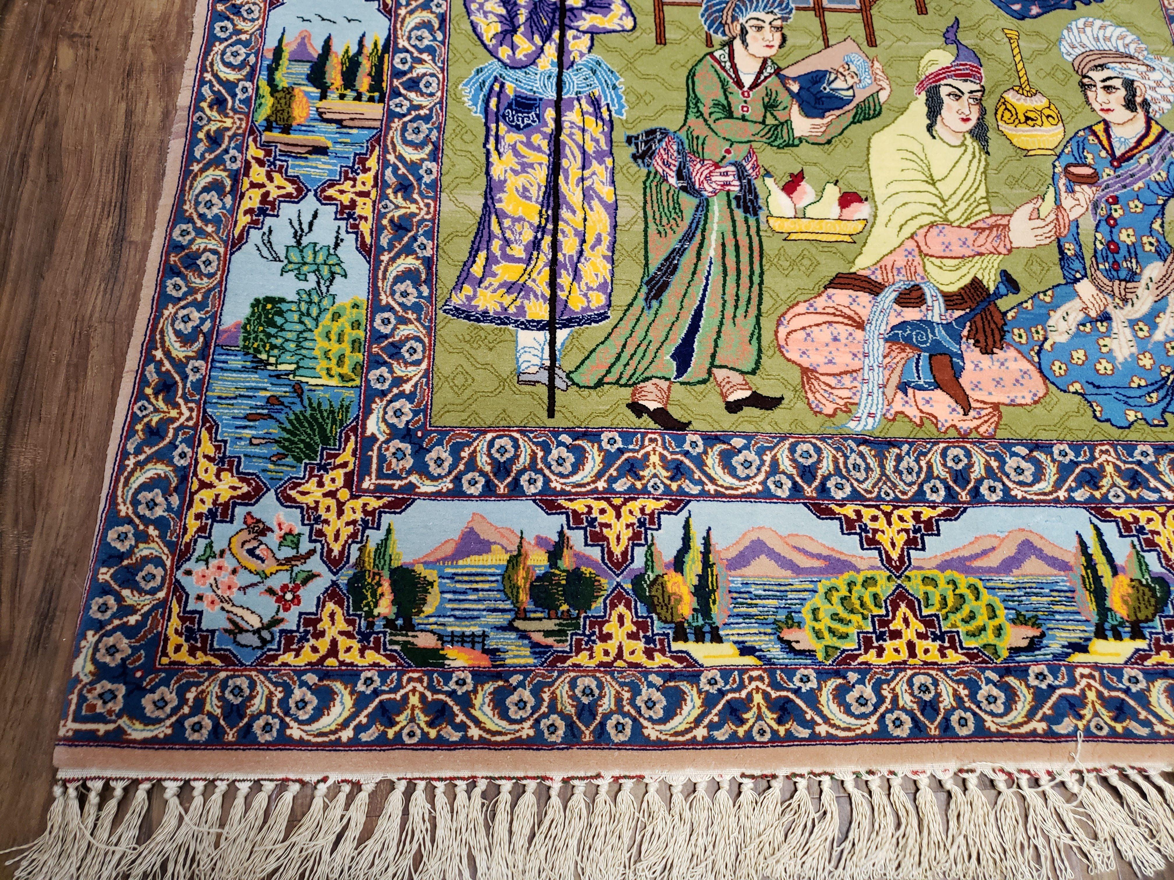 Persian Isfahan Pictorial Rug 3x5 – Kork Wool on Silk