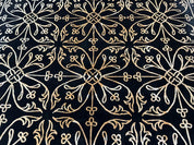Tibetan Rug 8x10, Wool and Silk, Raised Pattern, Black and Gold, Floral