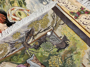 Persian Tabriz Pictorial Rug 5x3, Hafez Poetry In Border, Very Fine Hand Knotted Carpet, Wall Hanging Wool Oriental Carpet 3x5, Highly Detailed