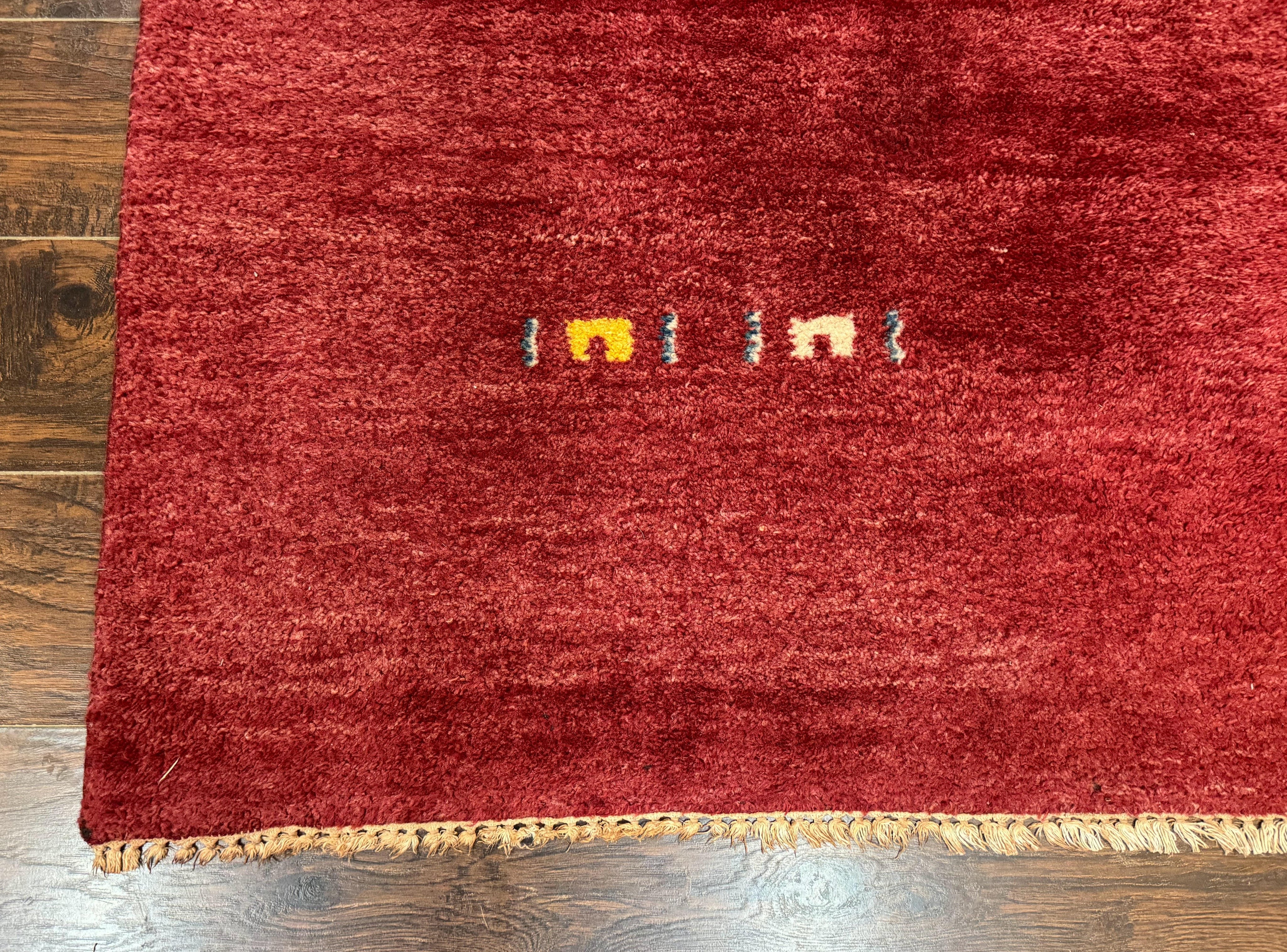 Modern Indo Persian Gabbeh Rug 7x10, Red, Tribal Area Rug