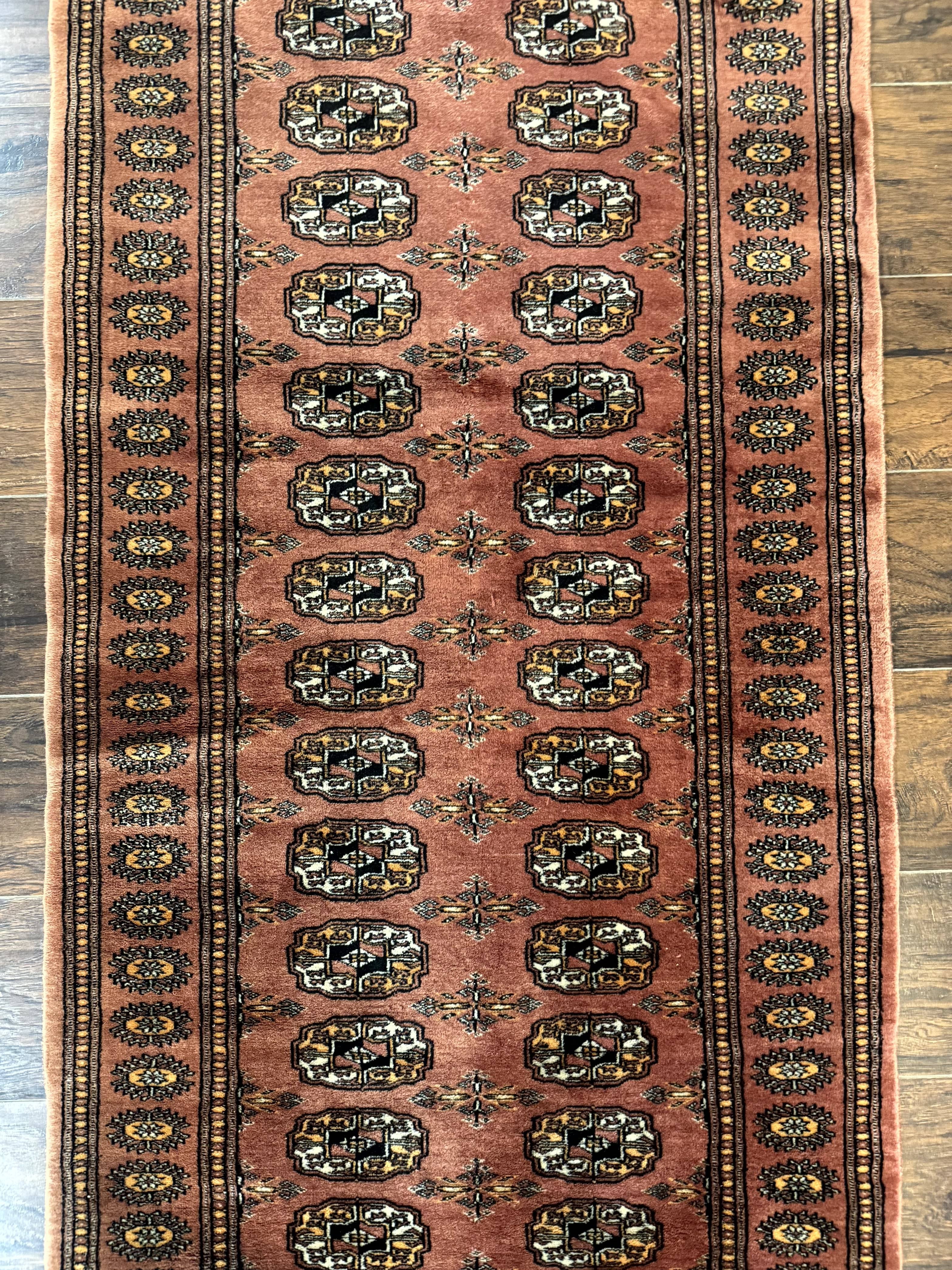 Pakistani Turkoman Bokhara Runner Rug 2.8 x 12, Oriental Runner for Hallway