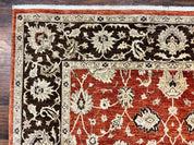 Pakistani Oriental Rug 6x9, Red, Floral Allover, Handmade Wool Rug, Peshawar Chobi Rug, Pak Persian Carpet 6 x 9