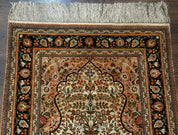 Exceptional Silk Rug 2.6 x 4, Very Fine 630 KPSI, Persian Vase Tree of Life Bird Pictorials, Handmade