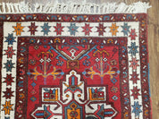 Antique Persian Heriz Karajeh Runner Rug, Red, Hand-Knotted, Wool, 3' 3" x 10' 11"