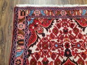 3' 2' X 5' 1" Handmade Floral Wool Rug Red Beige /Ivory